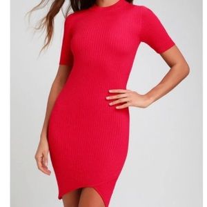 Fuchsia ribbed body on dress